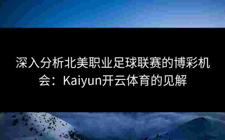 深入分析北美职业足球联赛的博彩机会：Kaiyun开云体育的见解